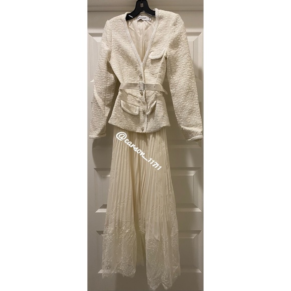 NEW Self Portrait Tweed Boucle Belted Dress US4 - Picture 4 of 16